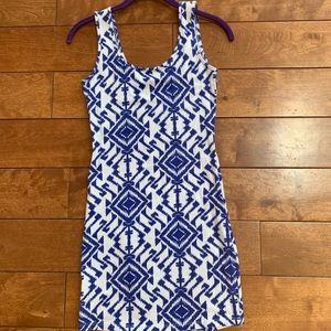 Aztec print body con mini dress